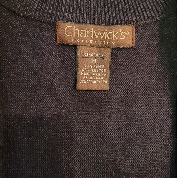 Chadwick classic Cardigan black beaded sweater size Medium,  long sleeve - Picture 5 of 10